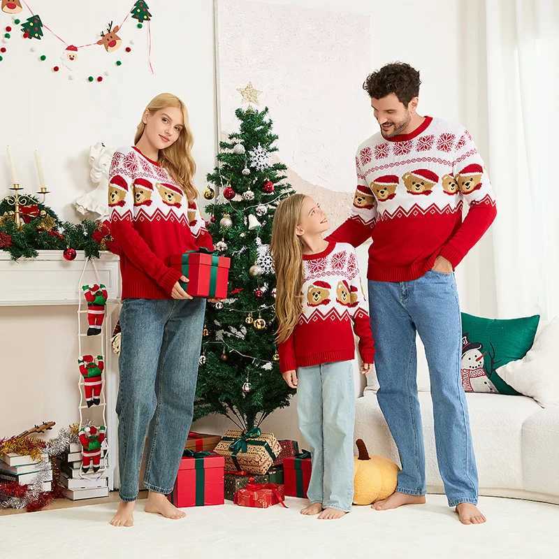 Happy New Years Costume Christmas Family Look Sweater Adults Kids Matching Pullover Cute Print Jumper Full Sleeve Soft Knitwear L251021PFCK