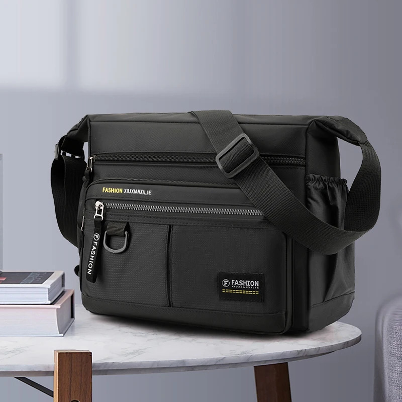 Mens shoulder bag casual crossbody with adjustable straps multiple pockets suitable for travel school and da 251014