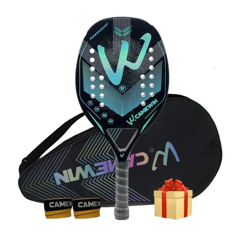 New 3K Camewin Holographic Beach Tennis Racket Full Carbon Fiber Frame Feminino Masculina Kit Rude Surface Treatment 2023 Hot W251021