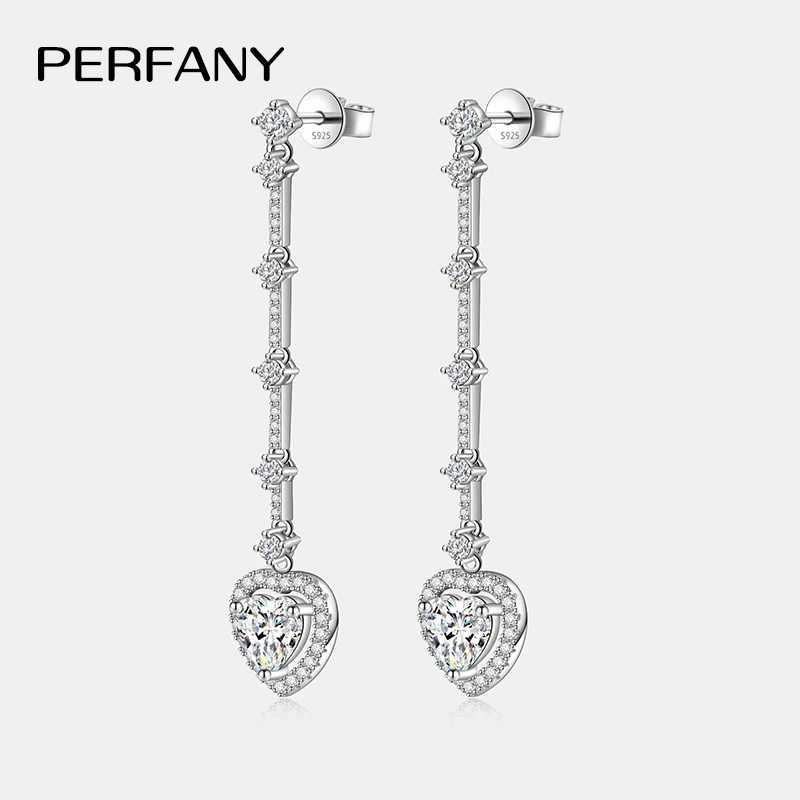 PERFANY 1CT Moissanite Drop Earring Women S925 Pure Silver Heart Laboratory Diamond Long Earrings Fashion Luxury Party Jewelry J251021