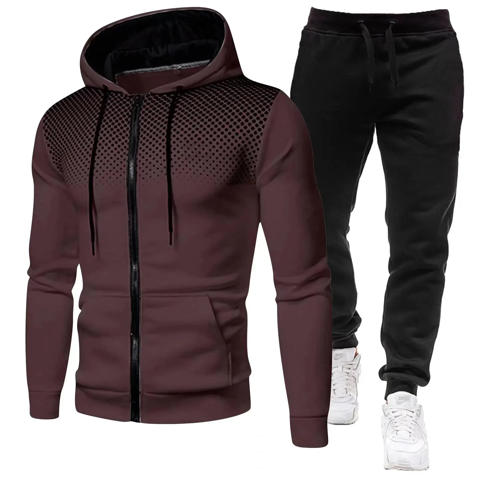 Fashion Print Tracksuit for Men Zipper Hooded Sweatshirt and Sweatpants Two Pieces Suits Male Casual Fitness Jogging Sports Sets 251021