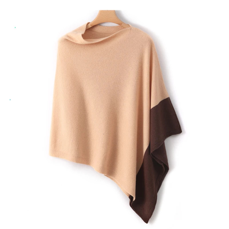 Autumn and Winter Unisex 100 Cashmere Loose Cape Solid Color Pullover Shawl Irregular Outer Outfit 251021