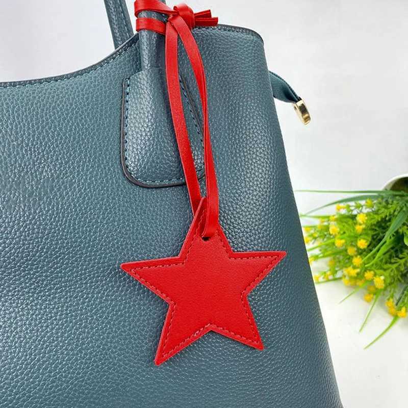Pu Leather Keychain Five Pointed Star Shape Luggage Pendant Fashion Backpack Handbag Hanging Keyrings Accessories Jewelry Gift W251021