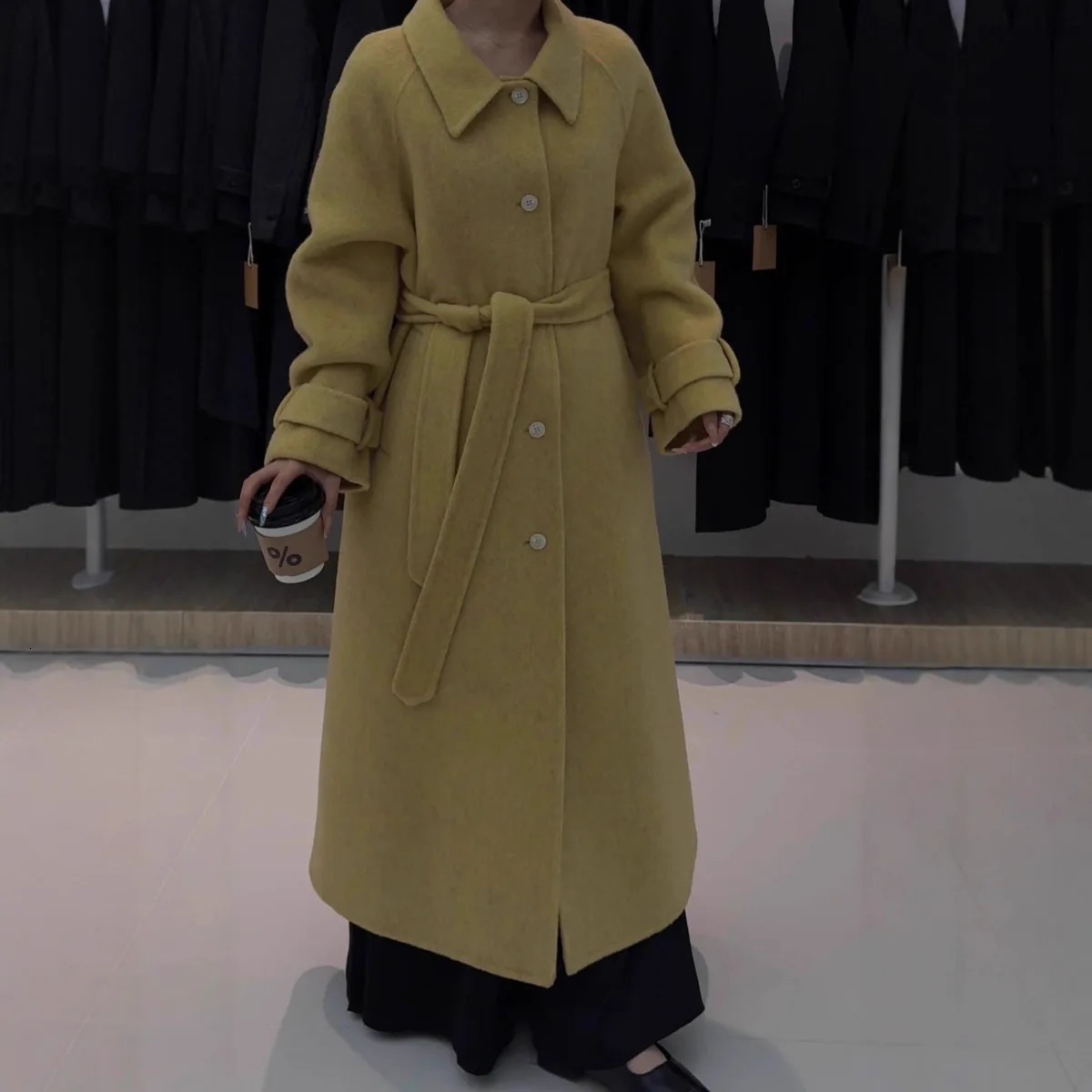 BJTZ Autumn Winter Loose MidLength DoubleSided For Women Woolen Oversized DoubleSided Wool Coat Jacket 251017