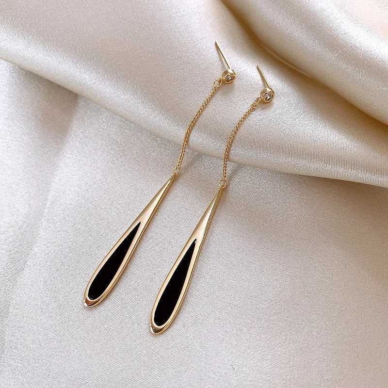 European and American Black Drop Tassel Long Earrings 2025 New Fashion Party Luxury Accessories For Womens Temperament Jewelry J251021