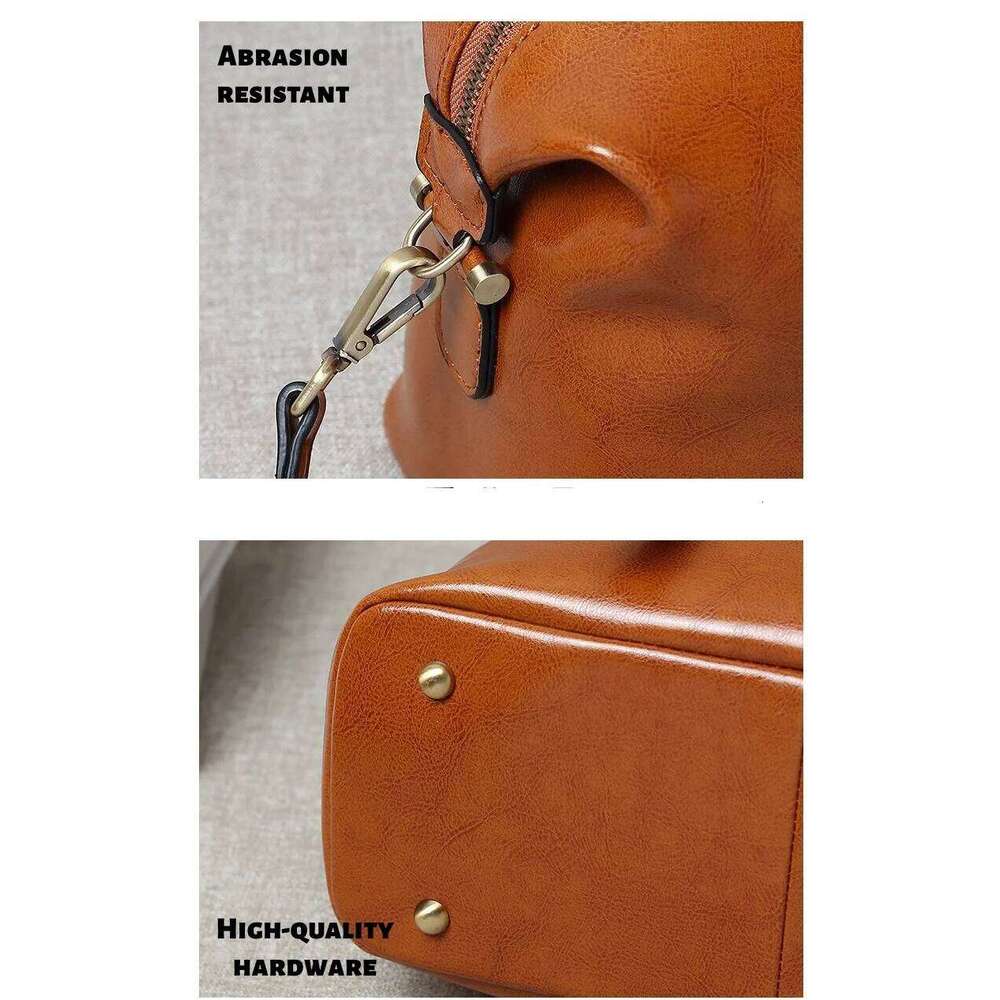 Retro Handheld Oil-Waxed Cowhide Leather Women's Boston Large Capacity Trendy Women Shoulder Crossbody Bag Spacious Tote 251021