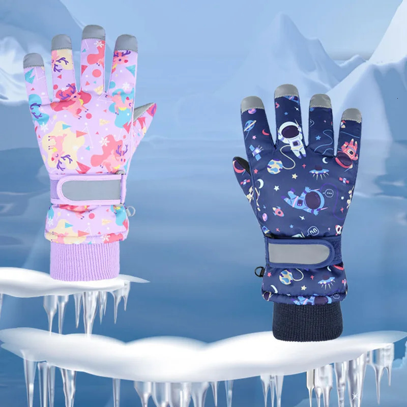 Waterproof Kids Winter Gloves Thicken Children Skiing Gloves Snowboard Riding Cycling Child Snow Gloves for Girls Boys 251021