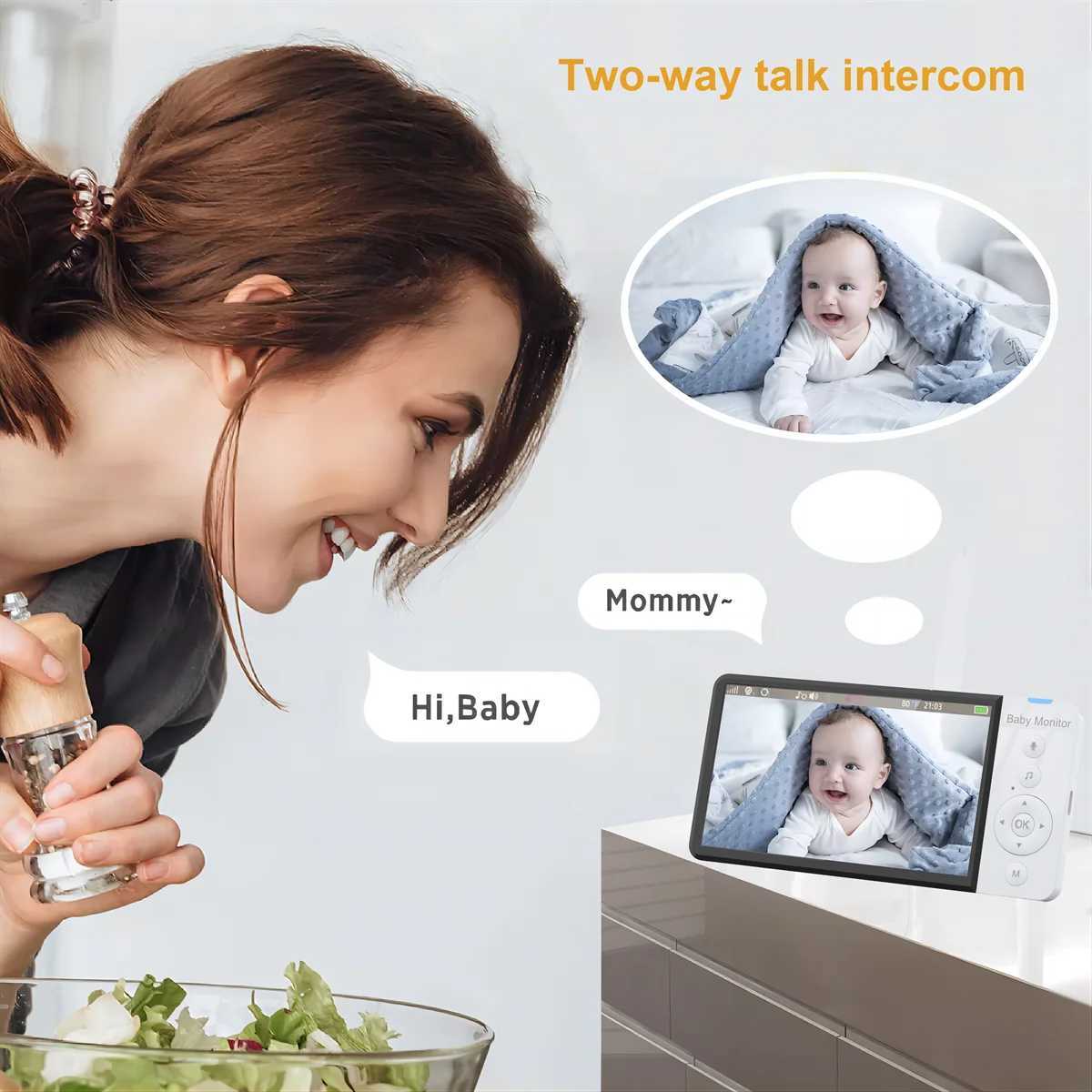 5Inch IPS Screen 720p Wireless PTZ Intercom Baby Monitor Cry Detection Feeding Plan BabySitter Nanny Camera Take PhotoVideo J251121