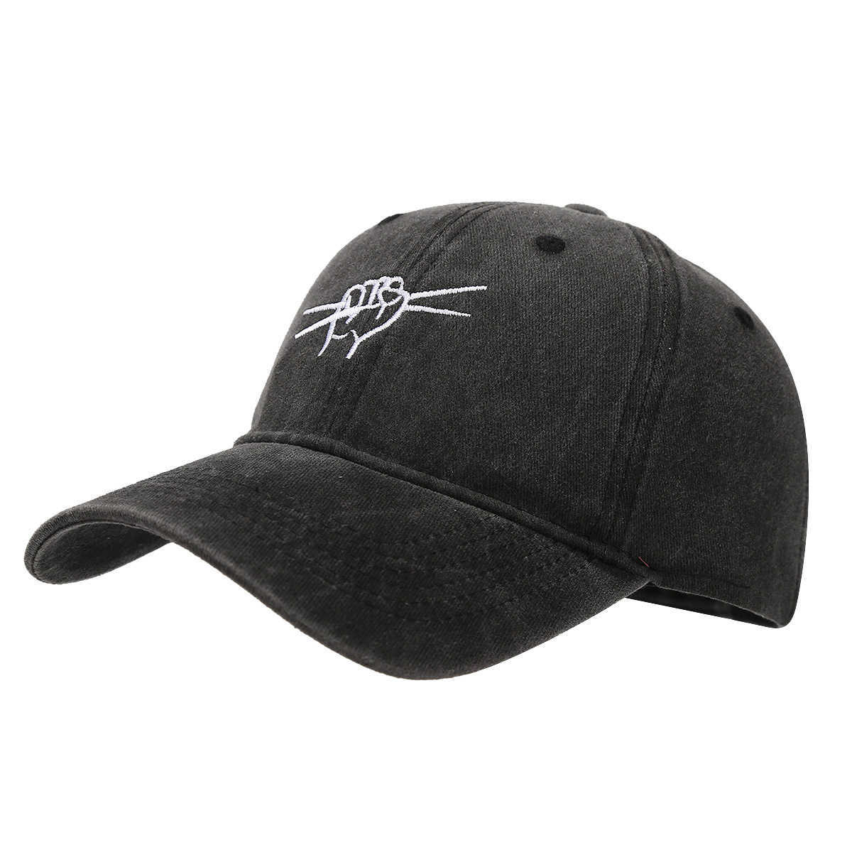 Hiphop Style Drumming Gesture Embroidered Soft Top Baseball Cap for Men and Women Washed Personalized Duckbill Cap Trendy Versatile H251020