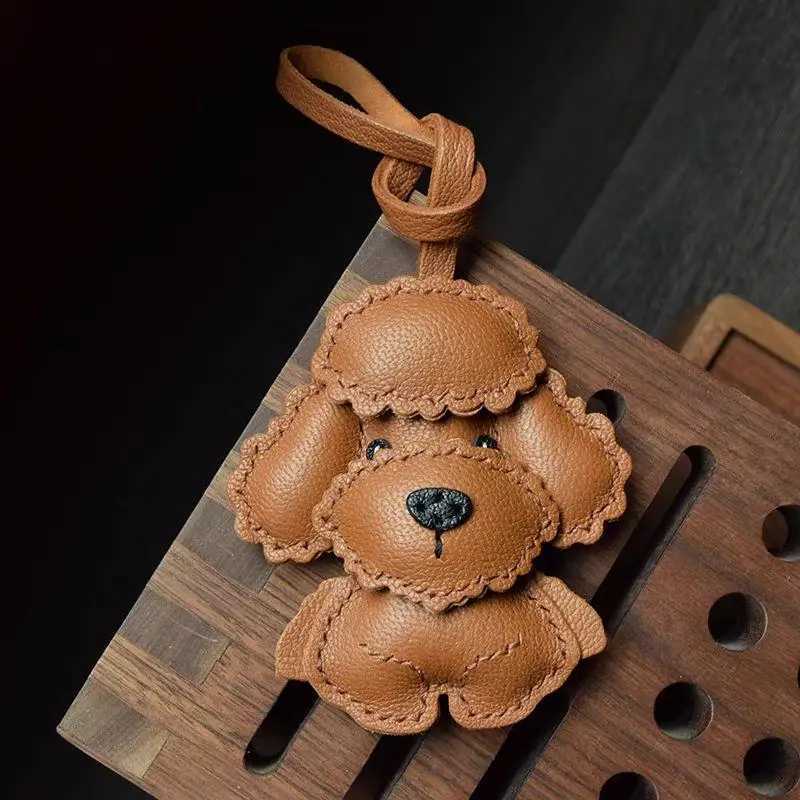 Multicolor PU Leather Teddy Dog Hanger Cute Puppy Dog Cartoon Keychain Car Keyring Fashion Bag Pendant Hanging Accessories W251021