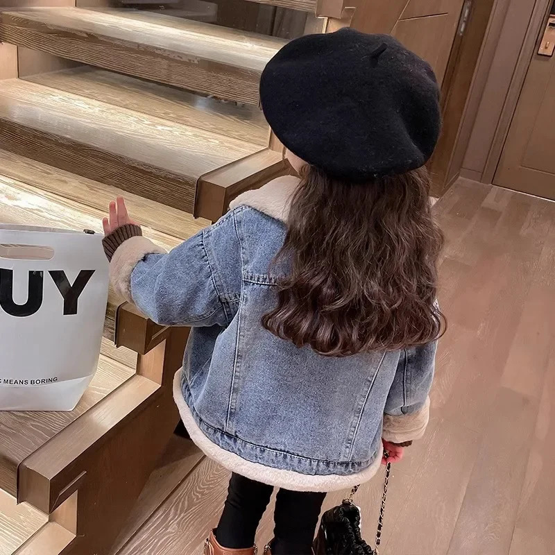 Girls Thick Denim Jackets Childrens Plus Velvet Winter Warm Coats Padded Outerwear Kids Fleecelined Casual Clothing 412Y 251018