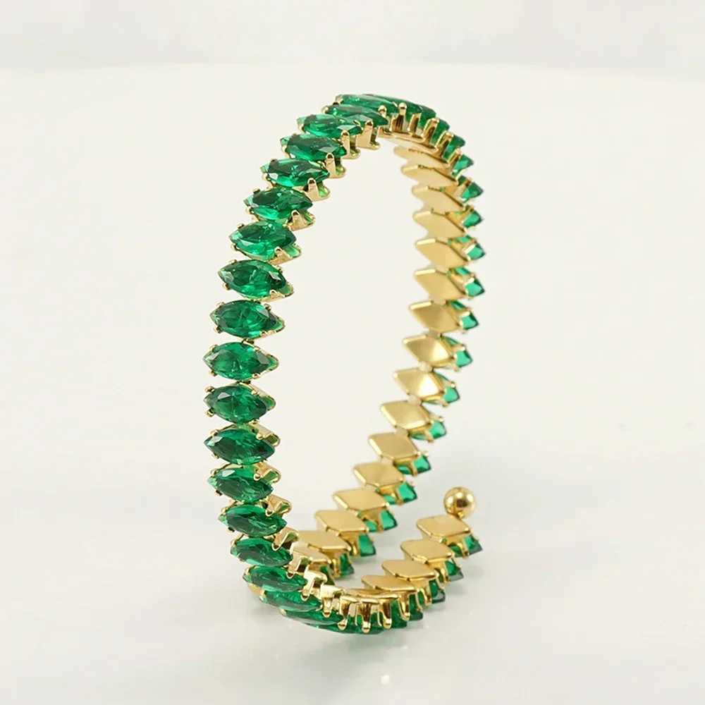 Moonso Arrival Unique Design White Green Color Marquise Bracelet Bangle for Women Valentines Day Gift Jewelry S8250 J251021