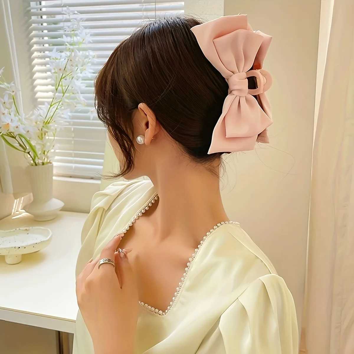 Super Large Bowknot Grip Clip Cute Hair Clip HighEnd Clip Hair Accessory For Women Bowknot Headwear Hair ClawsW254021