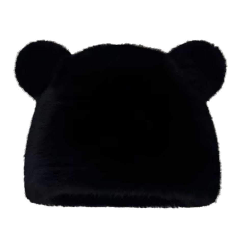 Bear Ear Hat for Women Autumn and Winter New Cute Plush Hat Fashionable Warm Windproof Ear Protection Hat Faux Fur Hat H251020