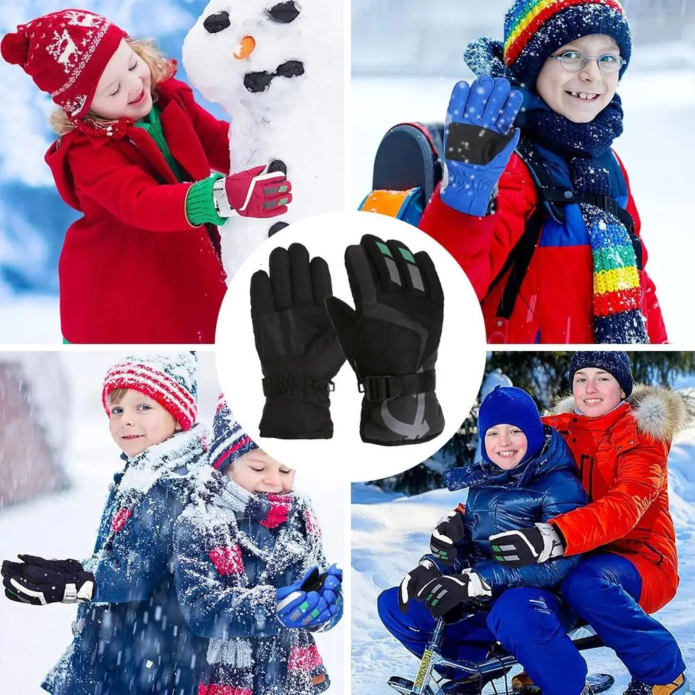 Boy Girls Ski Snowboard Windproof Gloves Children Kids Winter Snow Warm Gloves Waterproof Thicken Keep Warm Winter Must Gloves i251021