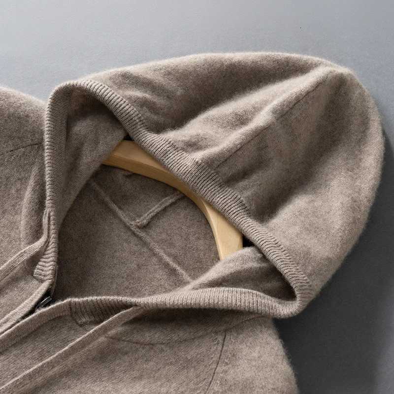 DjzDsm Autumn and Winter100 Merino Wool Mens Knitted Top Zipper Hoodie Zipper Cardigan Knitted Coat Sweater Hoodie W251021