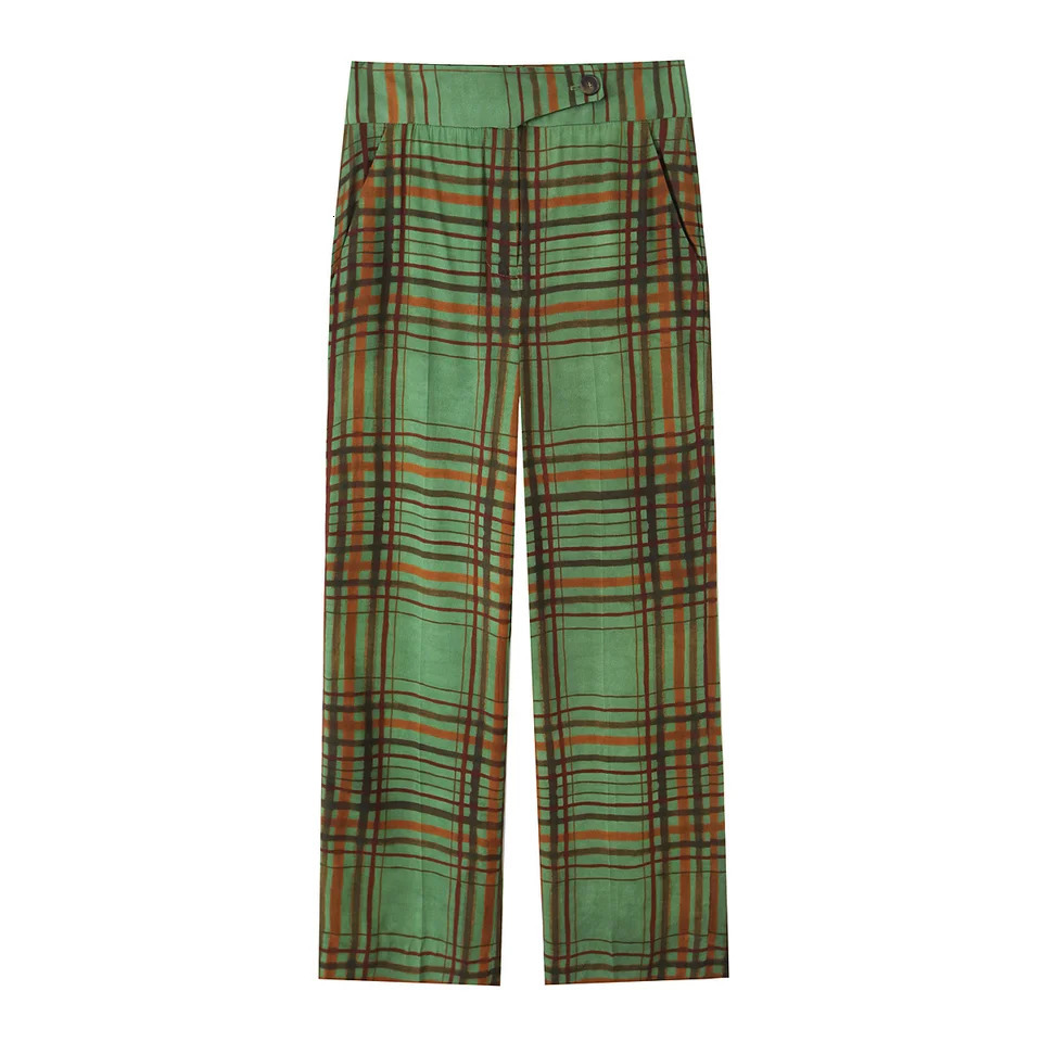 autumn womens casual fashion simple plaid suit collar longsleeved jacket wideleg trousers 251021