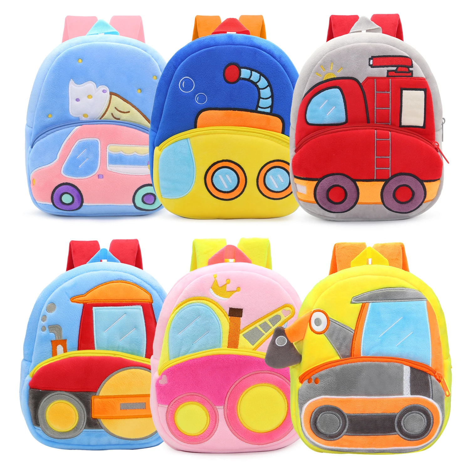 24 years old kids engineering backpack cartoon excavator backpack plush kids small school bag toy backpack 251021