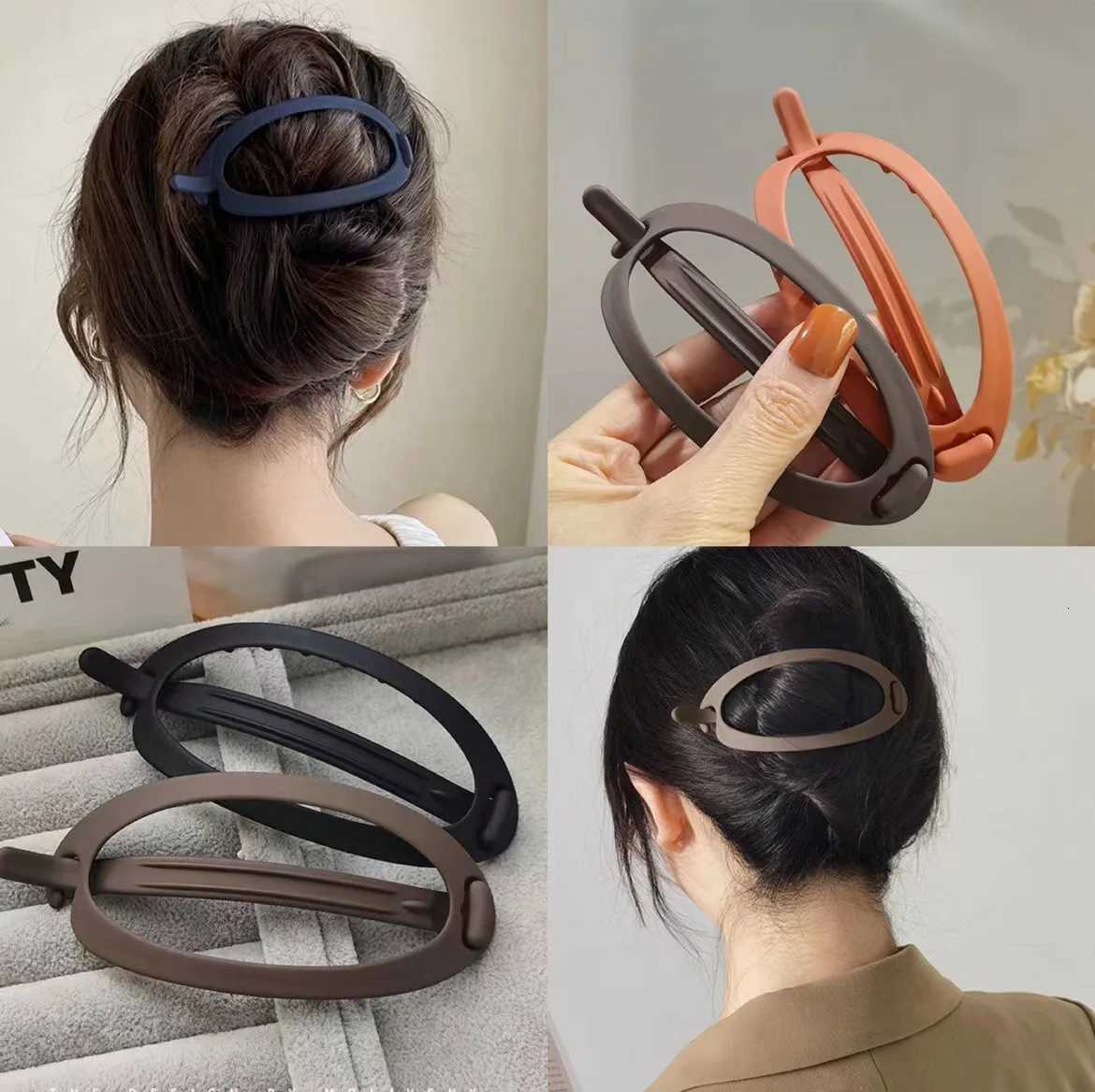 New Frosted Oval Hair Clips Elegant Women Solid Color Buckle Hairpin Versatile Outdoor Fashion Barrette Girls Hair AccessoriesW254021