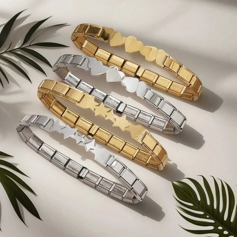 Fashion Mix Element Heart Star Chain Italian Charm 9mm Modular Stainless Steel Bracelet for Women Men Gift DIY Youth Accessories J251021