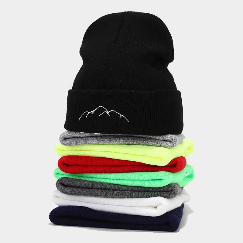 Mountain Peak Embroidery Pullover Hat Trendy Outdoor Fashion Personality Warm Cold Hat Unisex Hat H251020