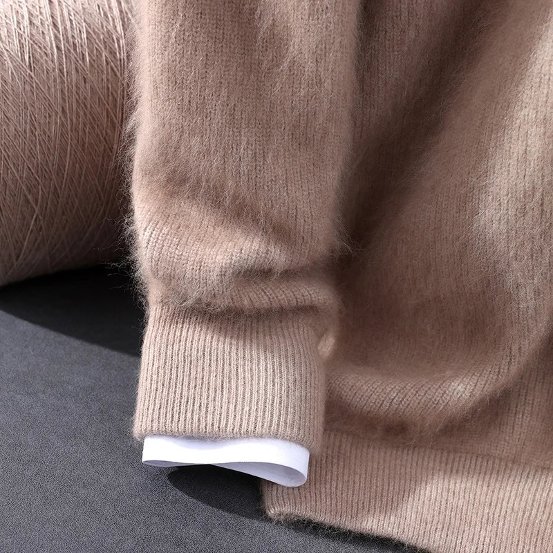 Mens 100Mink Cashmere Sweater Mock Neck Zipper Cardigan Thickness Smart Casual Cashmere Knitwear Coat Autumn Winter Mens Tops 251020