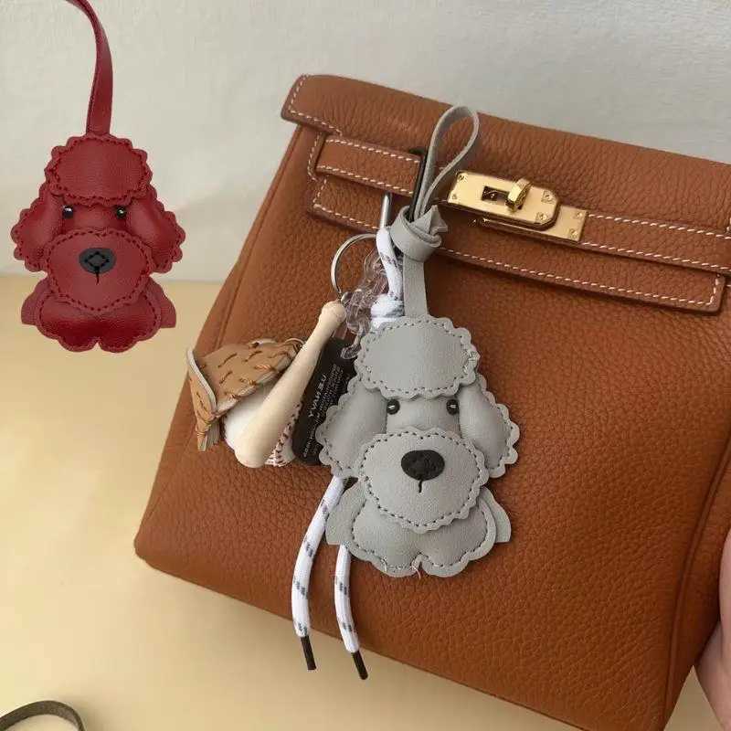 Multicolor PU Leather Teddy Dog Hanger Cute Puppy Dog Cartoon Keychain Car Keyring Fashion Bag Pendant Hanging Accessories W251021
