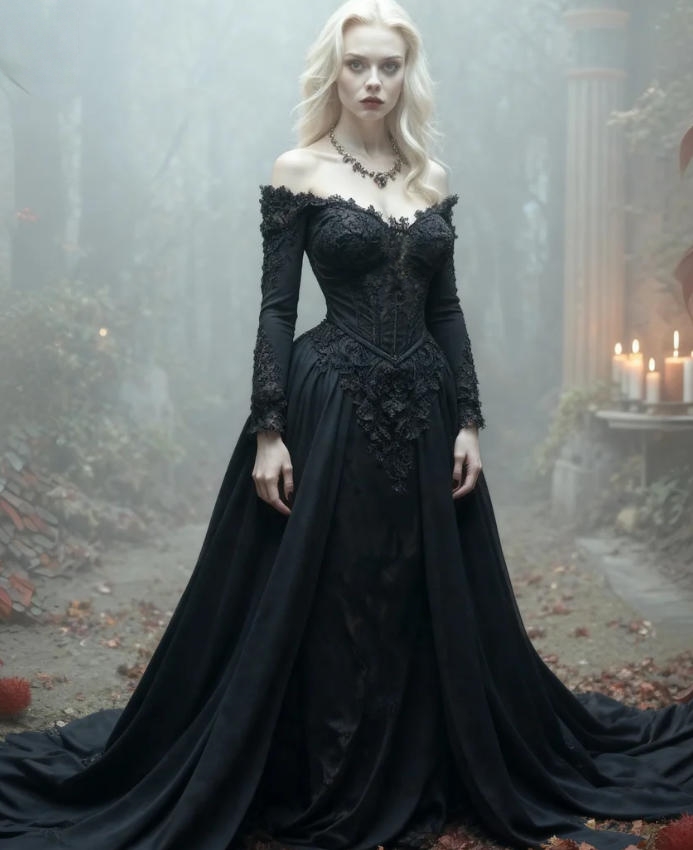 2025 Dark Red Vampire Gothic Prom Dresses With Detachable Train Off Shoulder Long Sleeves Satin Classic Vintage Evening Gowns Lace Appliques Corset Wo