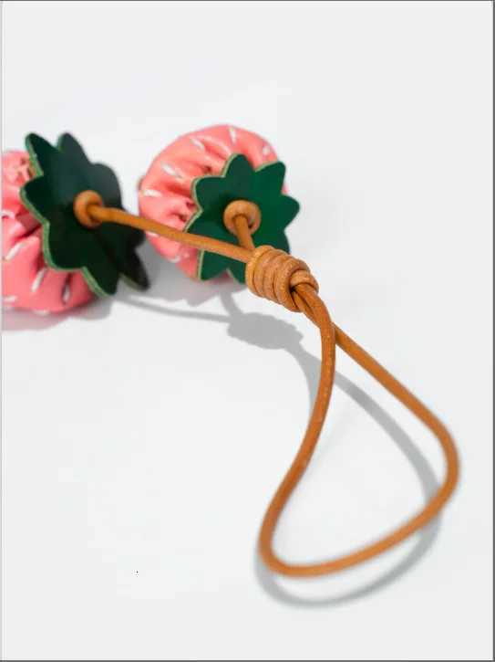Premium Strawberry Leather Charm Bag Accessory Mirror Car Rear View Keychain Decorative Fashion Bag Hanging Ornament W251021