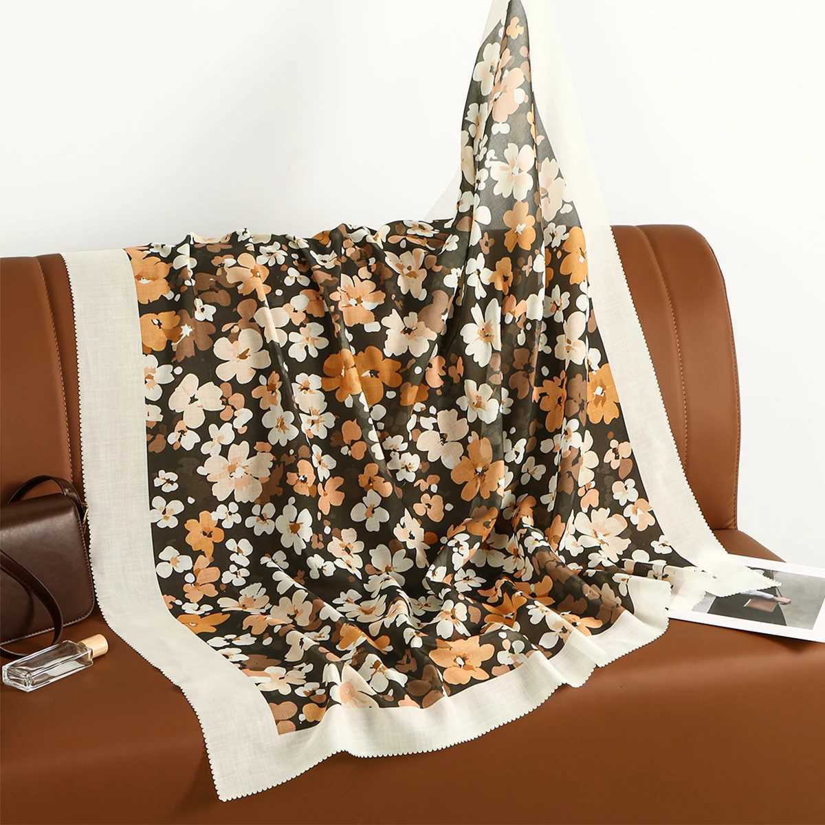 110110cm Printed Satin Silk Square Scarf Muslim Hijab Shawl Female Design Lady Wraps Foulard Headbands Bufanda Large Bandana W251021