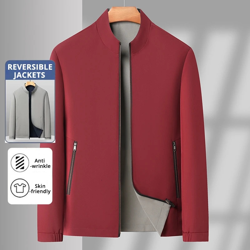 Premium Wrinkle Free Reversible Waterproof Men Blazer Jacket Business Casual Baseball Collar Windbreaker Lightweight Coats 251016