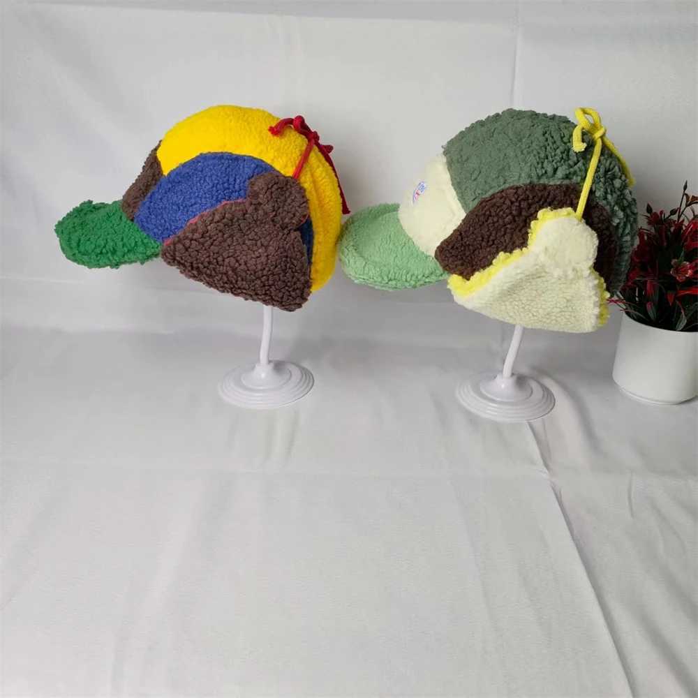 Winter Thickened Plush Ear Protection Bomber Hats For Children And Adults Outdoor Riding Warm Retro Contrasting Color Pilot Caps J251021