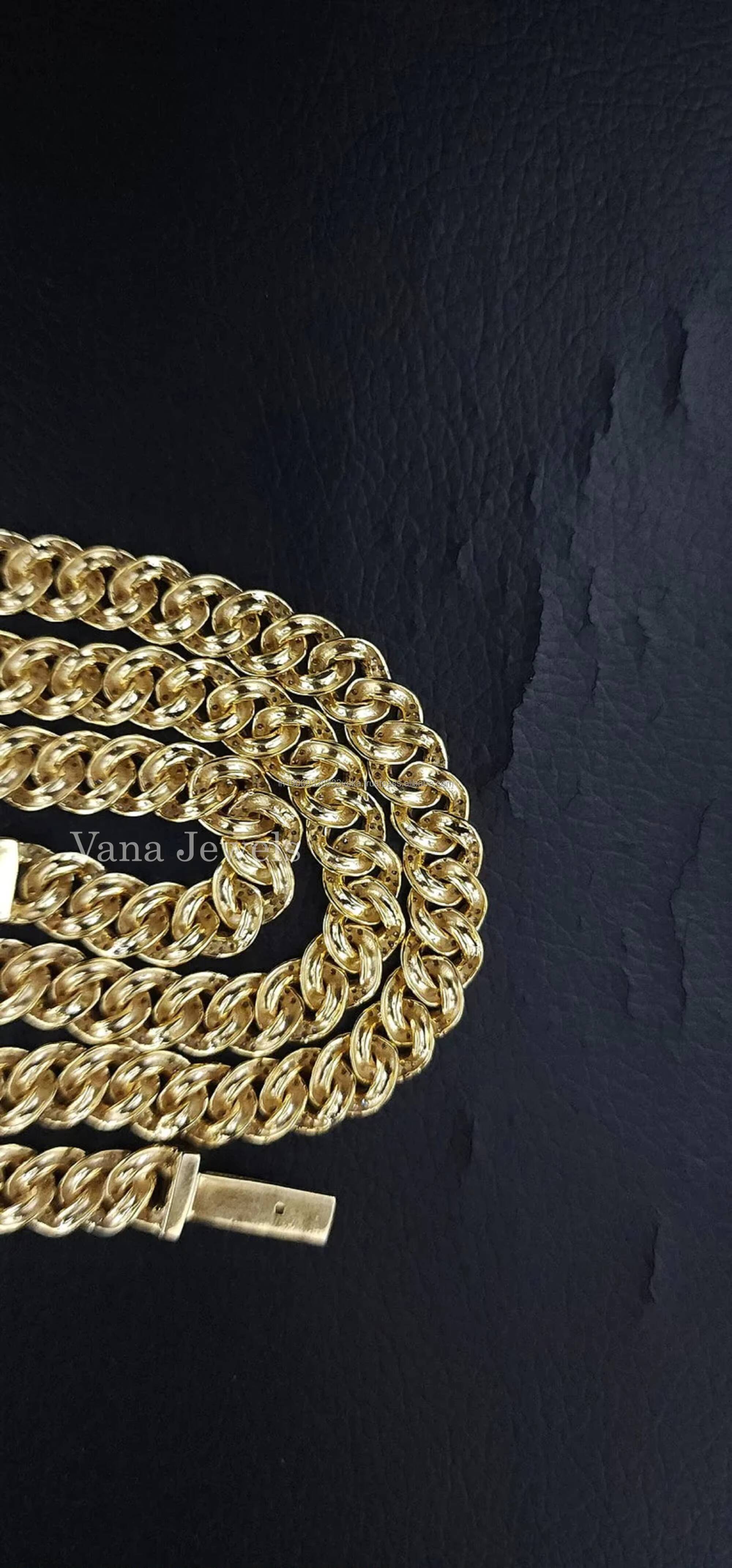 Luxury 8mm Moissanite Cuban Link Chain Unisex Solid 925 Silver Necklace Excellent Cut VVS D Color for Engagement Wedding Party