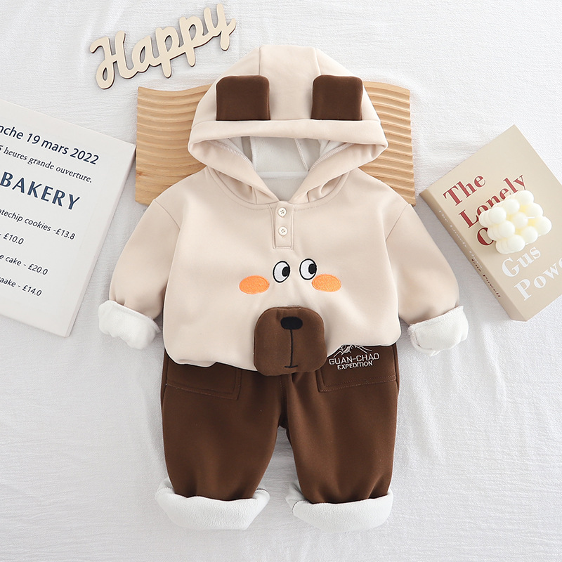 Kids Clothing Sets Cozy Girls Autumn Set 2025, Soft Fleece-Lined Hoodie and Pants 2-Piece, Adorable Outfit for Toddler Girls Free Shipping