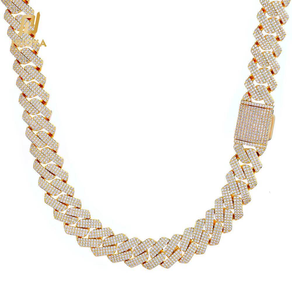 NUOYA Wholesale 20mm 18KWhiteRose Gold Plated Iced Out Cuban Link Chain Necklace for Women Customizable Hip Hop Jewelry