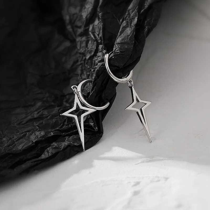 Punk Metal Hollow Star Dangle Earrings for Women Silver Color Vintage Cross Drop Earrings Trendy Statement Loop Jewelry Gift J251021