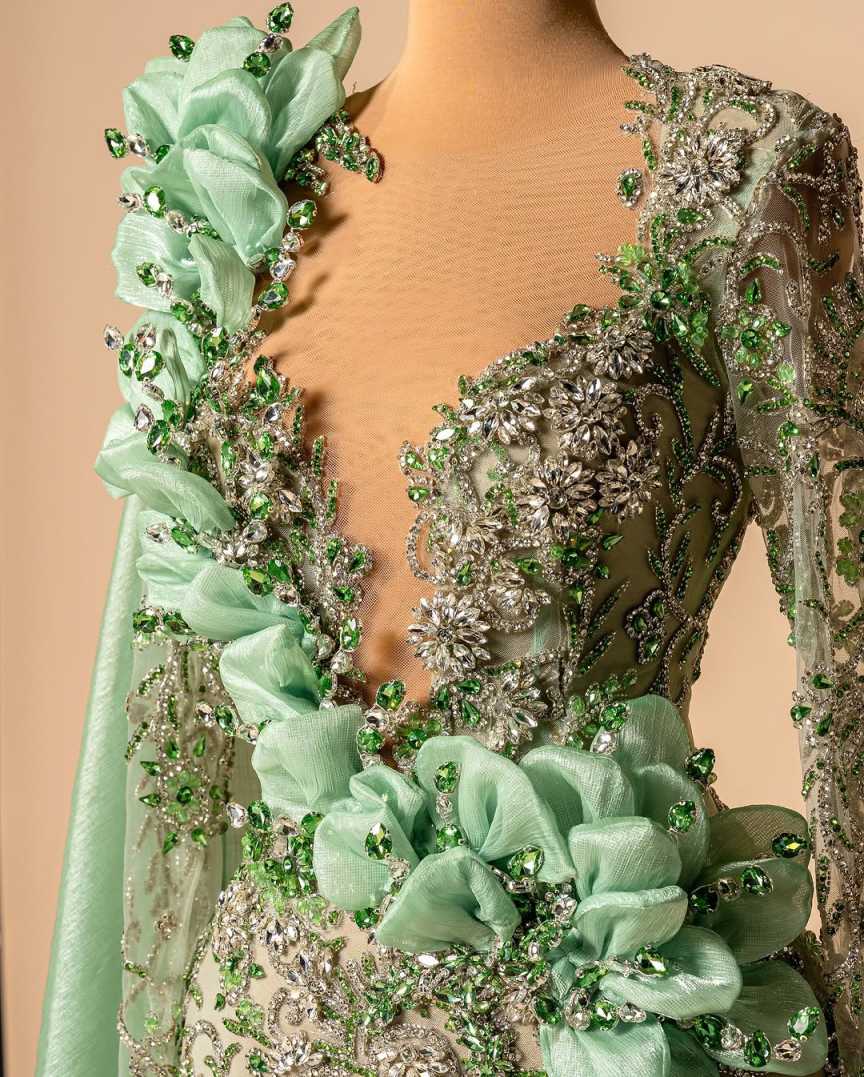 Fashion Mermaid Evening Dress Long Sleeve Prom Gowns V-Neck Beads Satin Sexy Prom Dress vestidos de novia Size Customized Robes De Mariee L252683