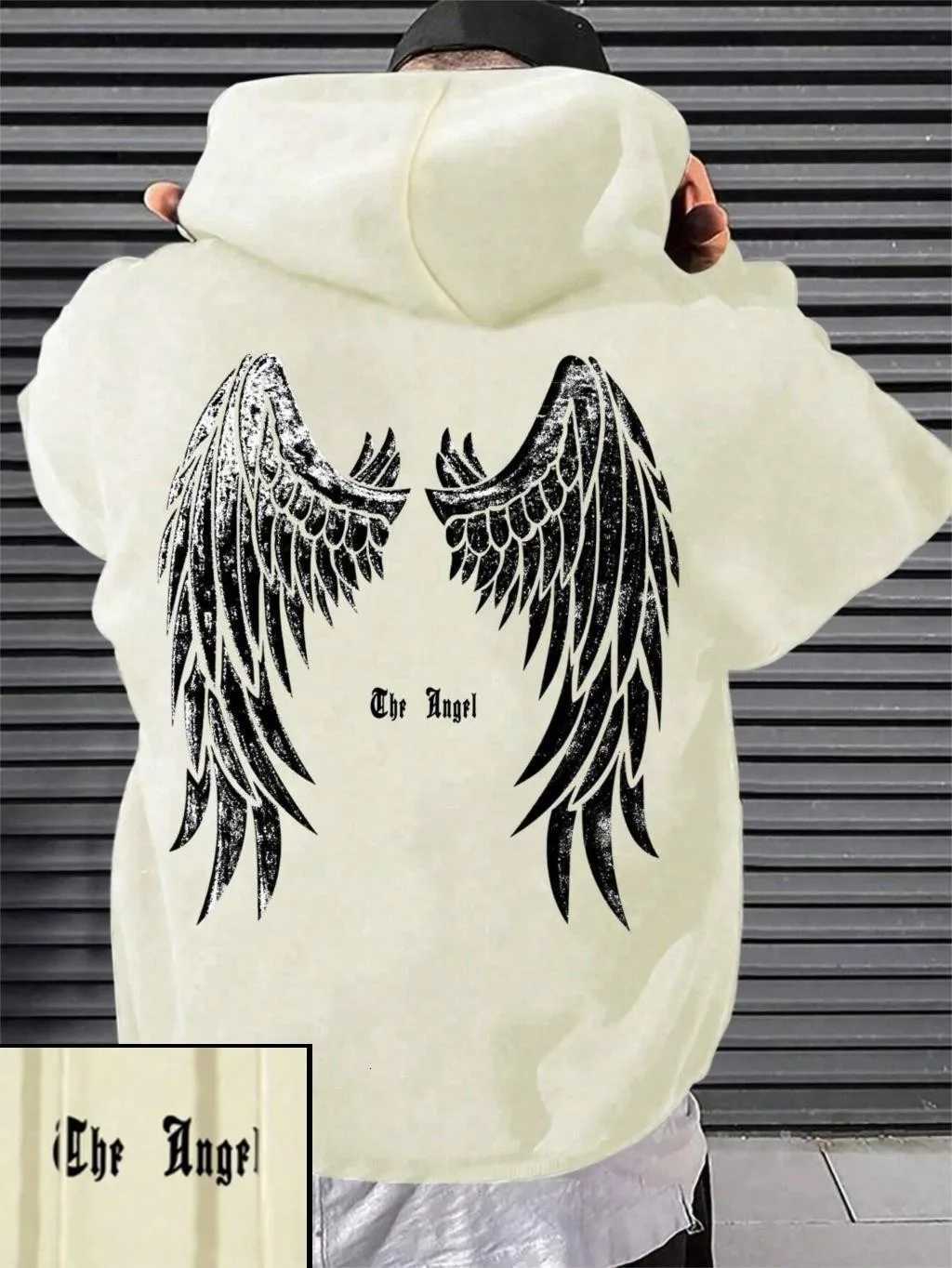 Fashionable Summer Mens Angel Wing Printed Comfortable Breathable Hoodie Outdoor Street Style Hoodie W251021