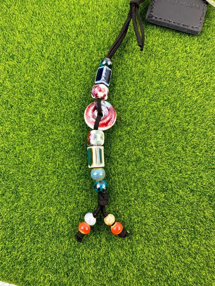 Hand woven rope Key Chain leather disc beads Pants chain W251021