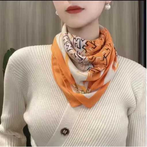 Magnetic Buckle Printed Womens Scarf Luxurious Cotton Linen Autumn Soft Satin Square Scarf Elegant Matching Clothing Gifts W251021
