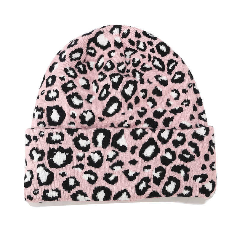 Leopard Knitted Hat Womens Fashion Trend Versatile Wool Hat Womens Winter Hat Trend H251020