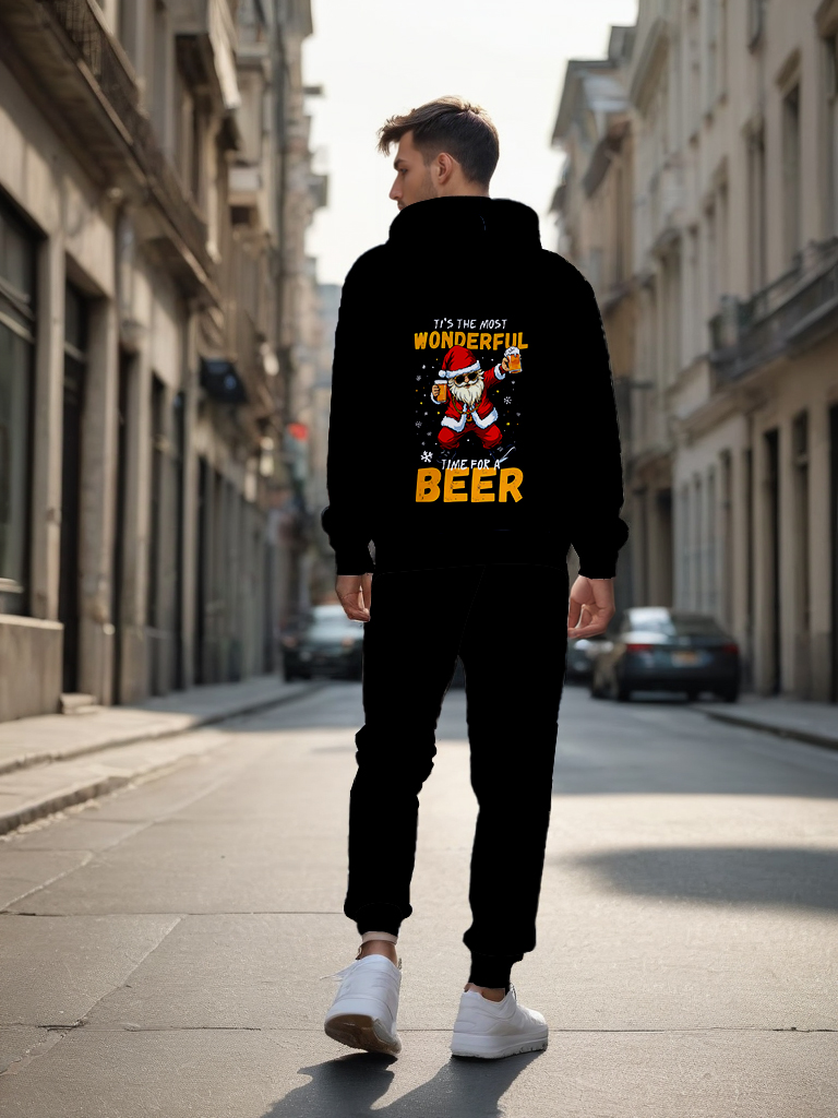 Men's Ankle-Length Knitted Hoodie Casual Outdoor Polyester T-Shirt Long Sleeve Adjustable Drawstring Hood Autumn Wear - LMWY00187