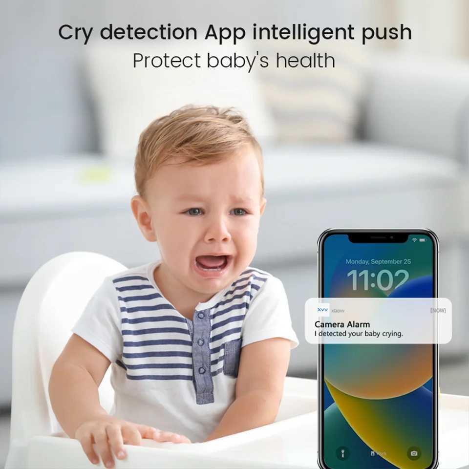 4MP WiFi indoor highdefinition crying detection Video baby monitor fullcolor night vision 360 degree rotating network camera J251121