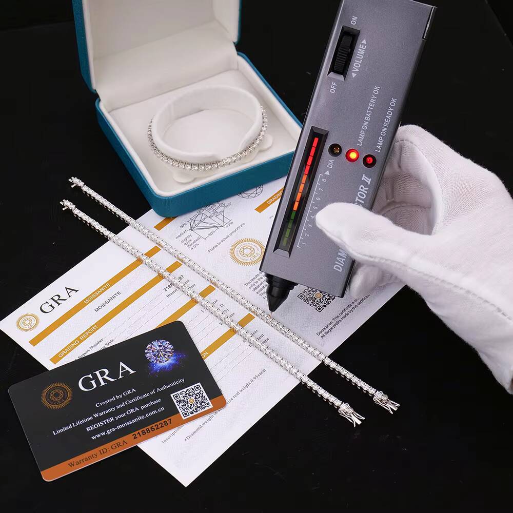 High Quality 3mm Silver 925 VVS VVS1 Real Moissanite LabGrown Moissanite Round Shape Tennis Chain Bracelet