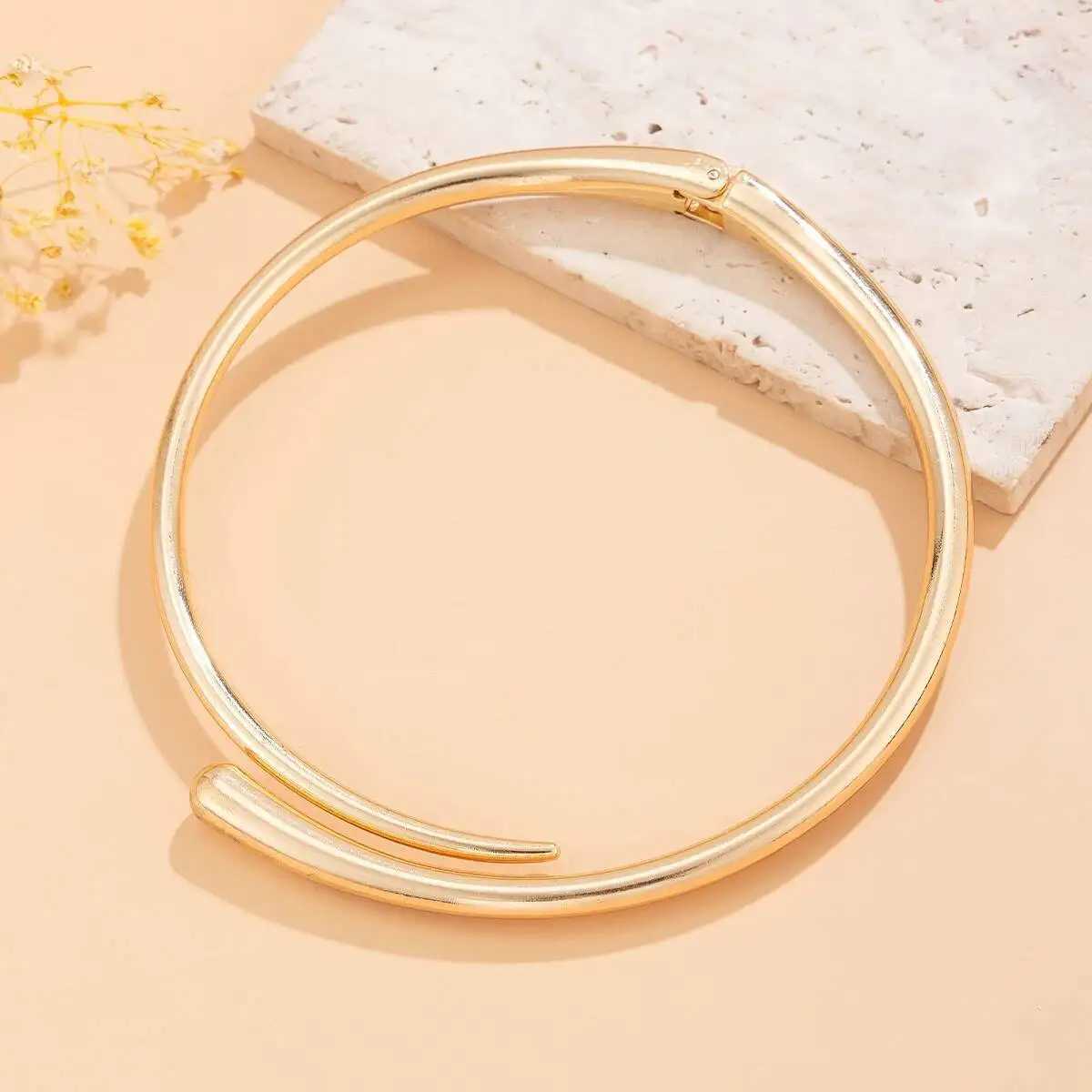 PuRui Trendy Simple Water Drop Torques Choker Necklace Open Cuff Bangle for Women Adjustable Wed Bridal Party Rings Jewelry Gift J251021