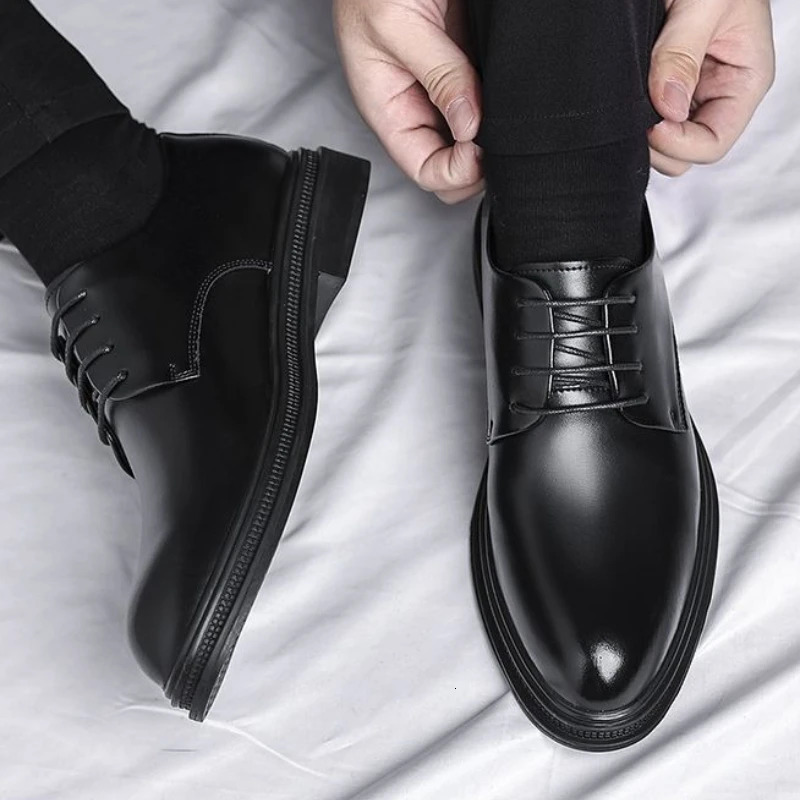 Black Round Toe Lace Up Mens Formal Shoes Spring Autumn Legitimate Leather Official 2025 Style Gentleman Trend Social Shoe Male 251021