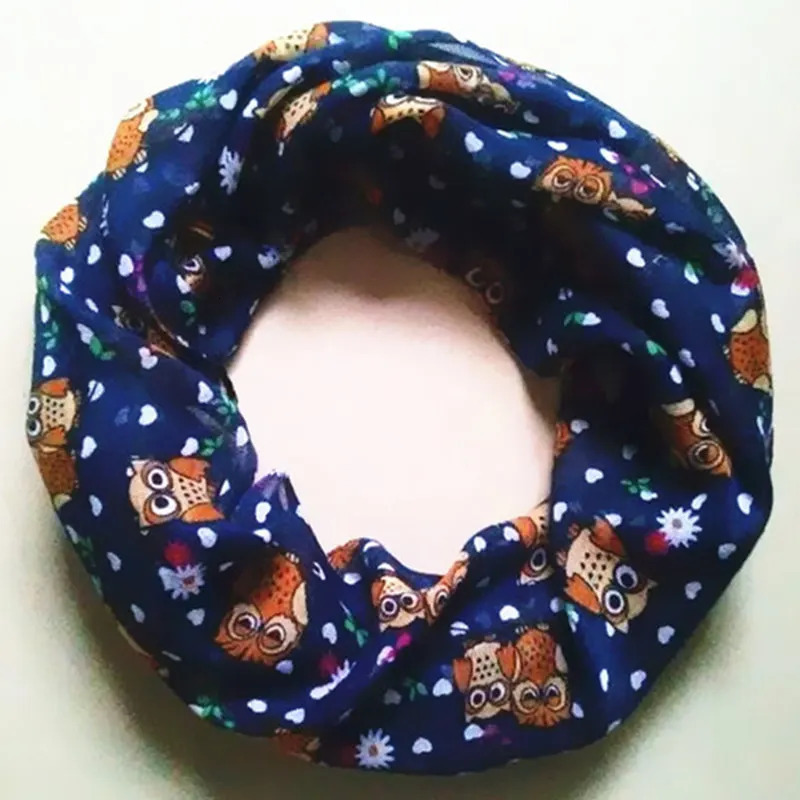 Girl and Boy Children small owl Print Scarf Circle Loop Kids Infinity Scarves Baby Accessories flowers love neckerchief 251021
