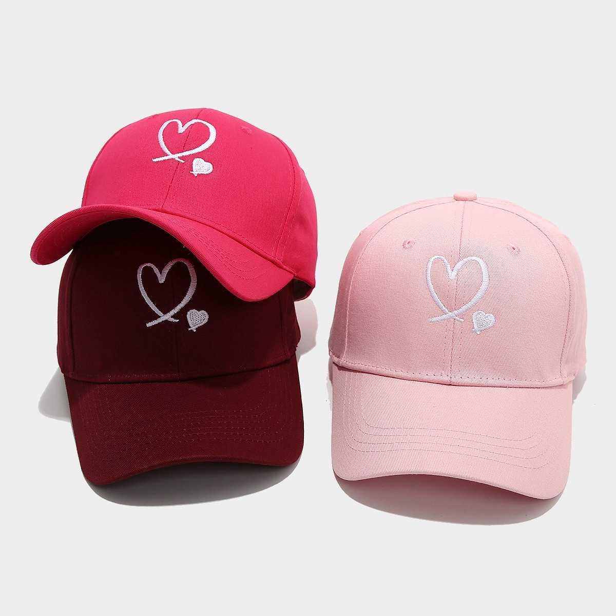 Simple Fashion Heart Embroidery Baseball Cap Couple Casual Versatile Sun Hat Couple Travel Sun Protection Duckbill Cap Trendy H251020