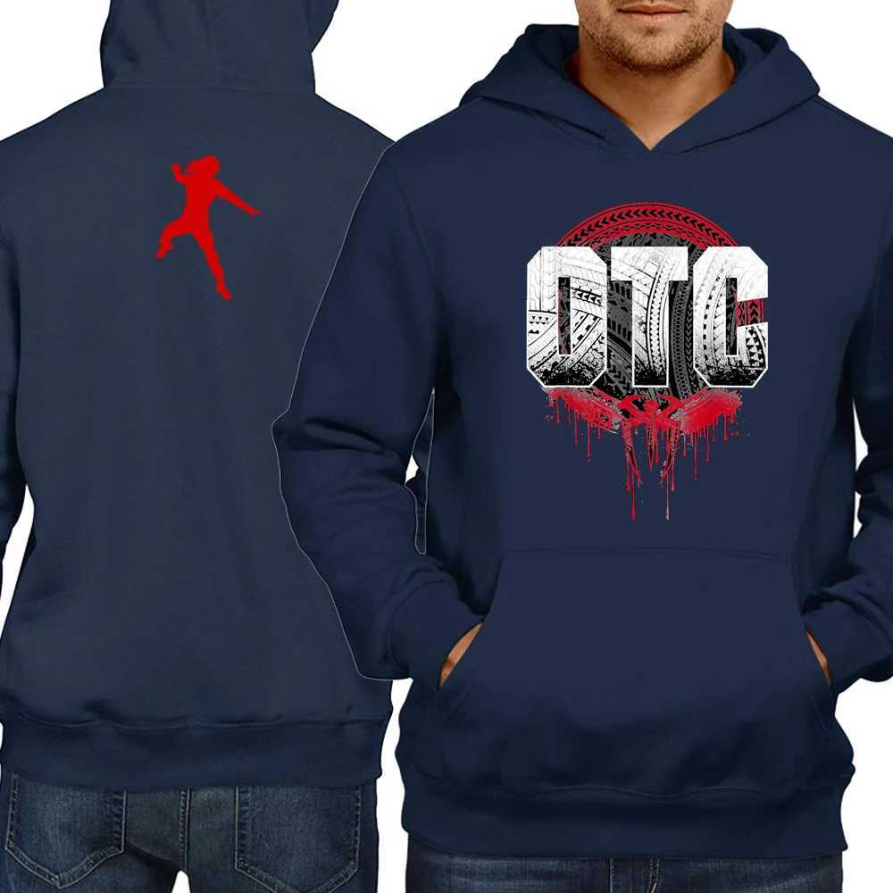 2025 AutumnWinter New Famous Fighter Roman Reigns Mens Black Navy Blue Hoodie Street Sports Jersey Casual W251021