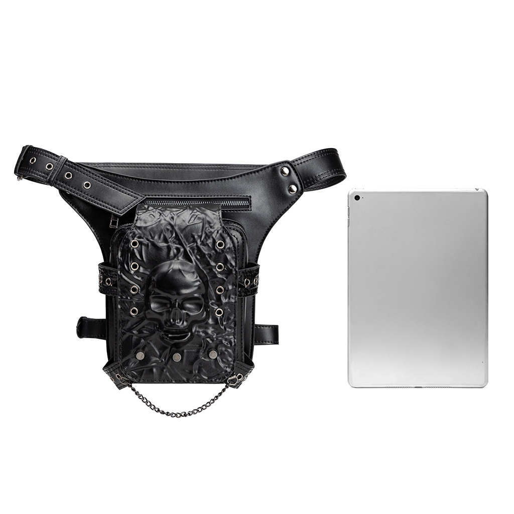 Black Cool Gothic Luxury Handbag Skull Embossed Waist Bag New Autumn/Winter Chain Bag Designer Bag Crossbody Bag Women's Shoulder Bag